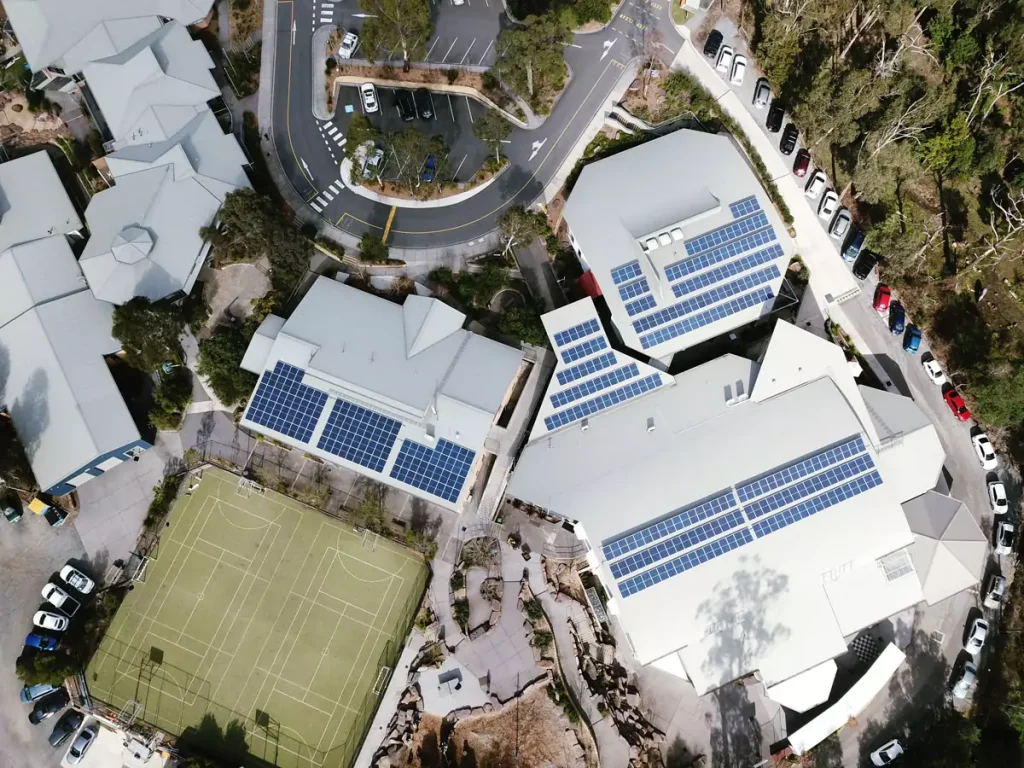 Belgrave Heights aerial view of commercial solar install