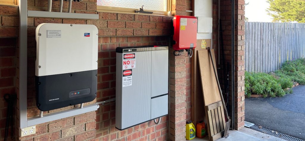 Residential solar battery installation in a garage