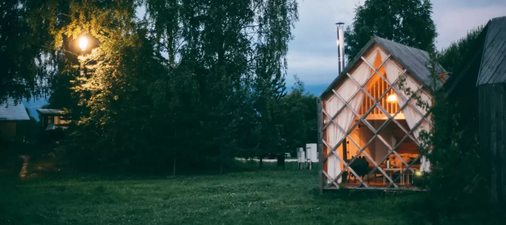 Tiny home at night